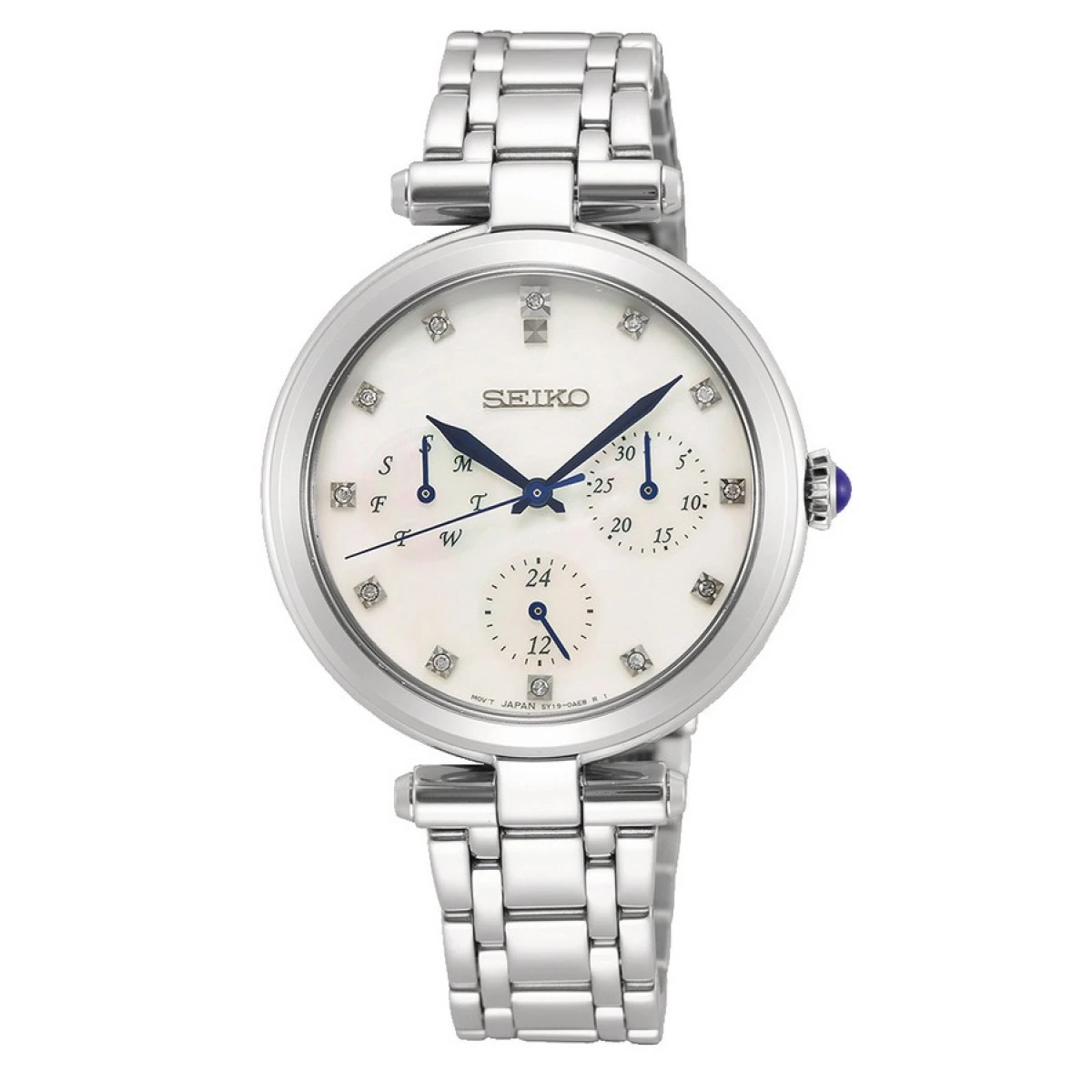 SEIKO DAMES HORLOGE SKY663P1 5ATM WATERDICHT BEZET MET 12 X 8/8 3 JAAR GARANTIE SEIKO DAMES HORLOGE SKY663P1 5ATM WATERDICHT BEZET MET 12 X 8/8 3 JAAR GARANTIE